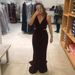 Faviana burgundy prom dress